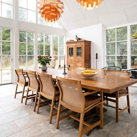 Dine together in the incredible light-filled dining room 