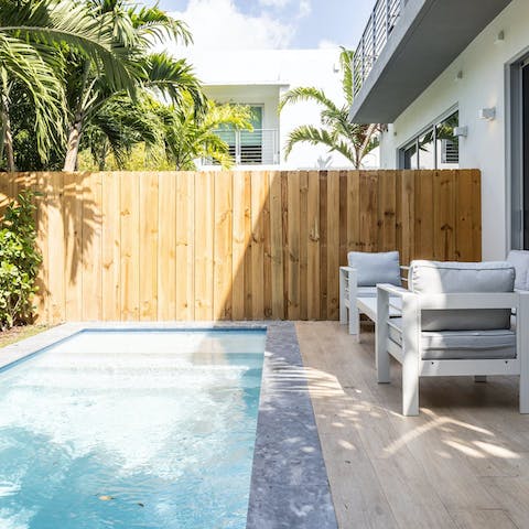 Cool off from the Miami sun in the private pool