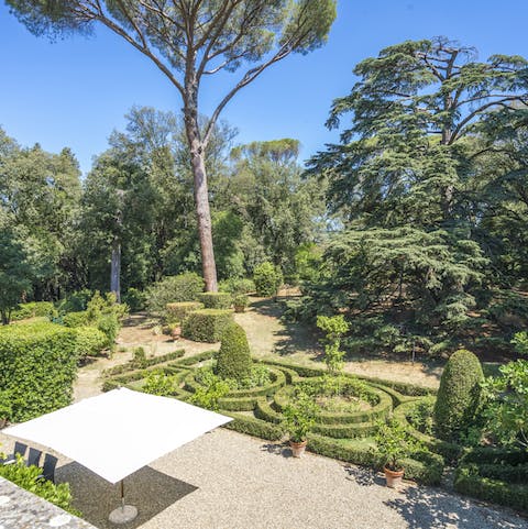 Wander about the majestic, landscaped Italian gardens