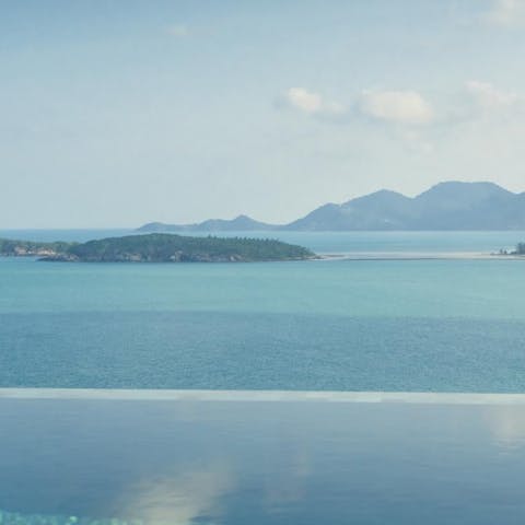 Enjoy breathtaking views of the sea and surrounding islands from your private pool