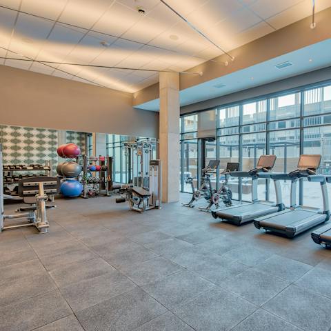 Head to the on-site gym to work up a sweat