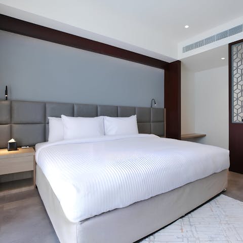 Wake up feeling well-rested in the sumptuous king-sized bed