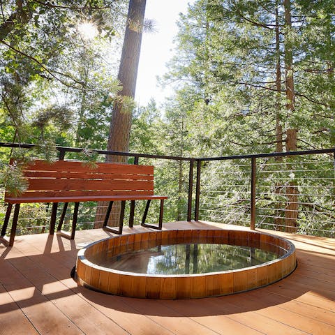 Enjoy a soak in the outdoor tub