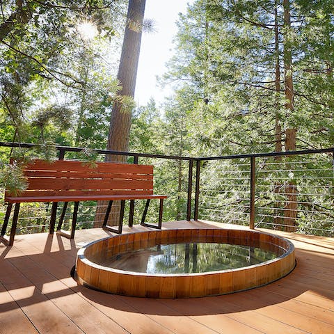 Enjoy a soak in the outdoor tub