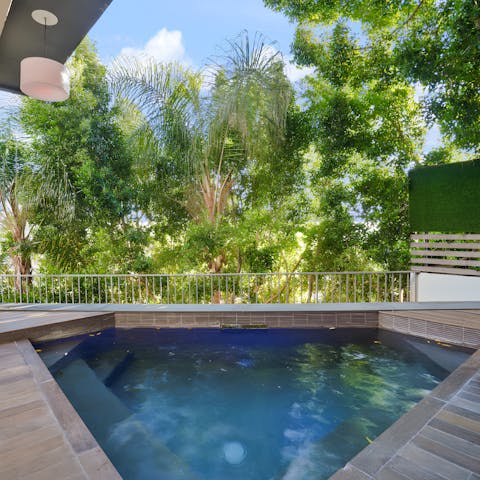 Slip into the hot tub for a soak overlooking the Hollywood Hills