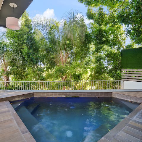 Slip into the hot tub for a soak overlooking the Hollywood Hills