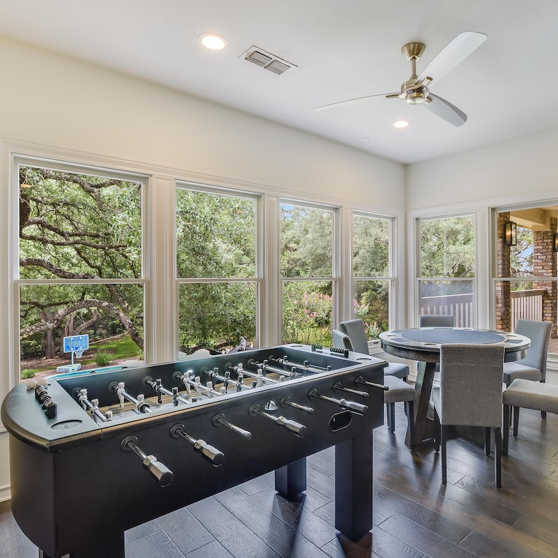 Get competitive – games night options include table football and, of course, Texas Hold' em