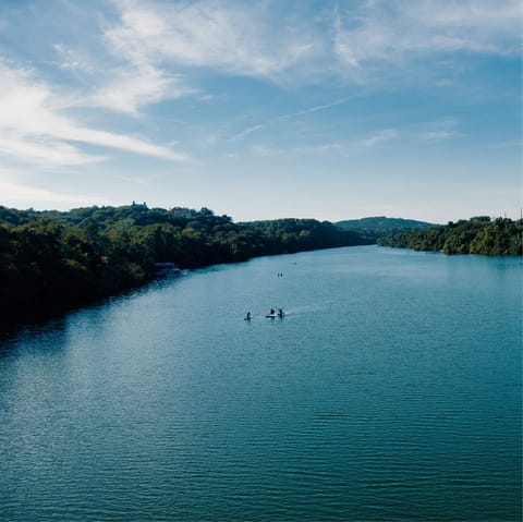 Schedule a boat day at nearby Lake Austin