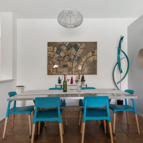 Host a dinner party in the elegant dining space