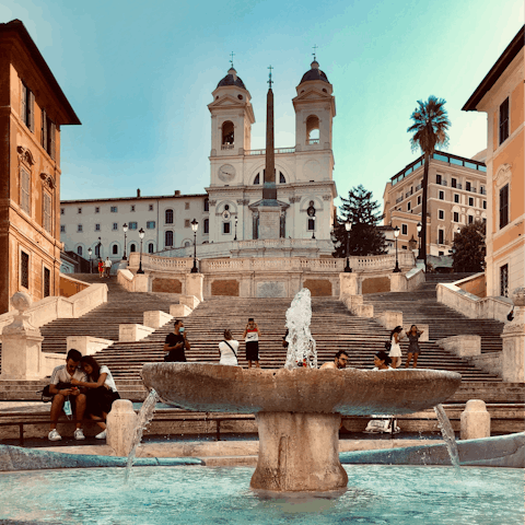 Walk five minutes to the Spanish Steps in the heart of Rome