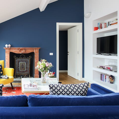 Lounge about in the bright and stylish living room