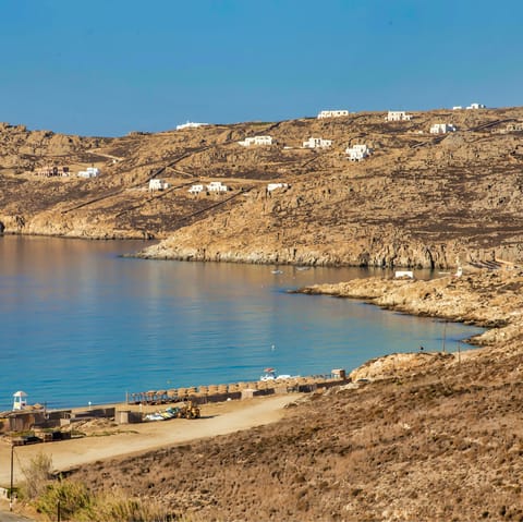 Stroll to Elia beach, just 600 metres from your home