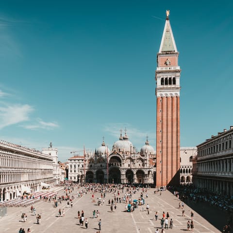 Visit bustling St. Mark's Square, six minutes away on foot
