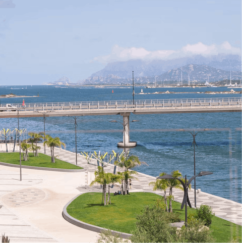 Stroll along Olbia's promenade at sunset, just moments away