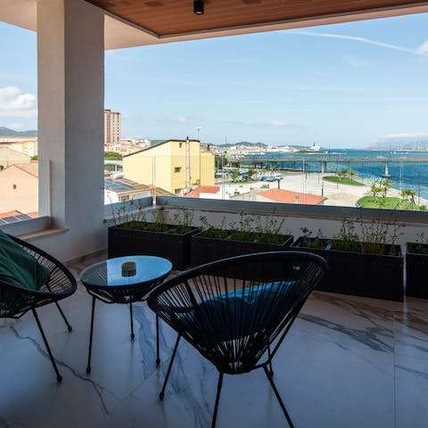 Admire the island of Tavolara and the Gulf of Olbia from your private balcony