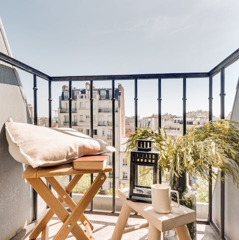 Sip coffee on the petite balcony while you plan your day