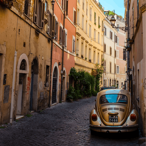 Discover the beauty of Trastevere's cobbled streets, it's right on your doorstep
