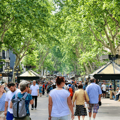 Stroll along the leafy Las Ramblas with an ice cream in hand