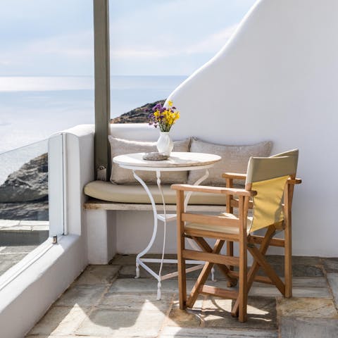 Enjoy your morning coffee on the balcony and watch the sunrise over the sea