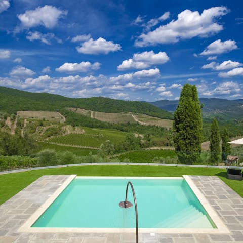 Start your day with a dip in the private heated infinity pool, and rinse off with the outdoor shower