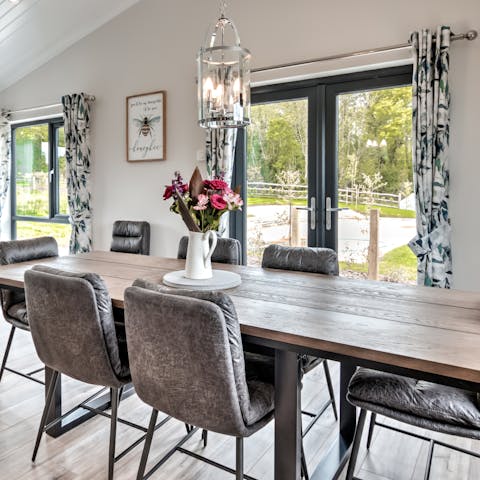 Come together for lazy breakfasts with the patio doors open wide