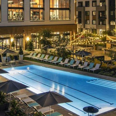 Cool off from the California sunshine in the communal swimming pool