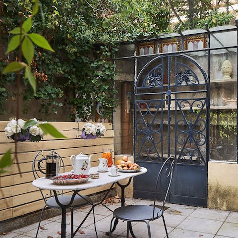 Have an alfresco breakfast in the quiet courtyard