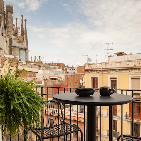 Admire the views of the Sagrada Familia from your balcony
