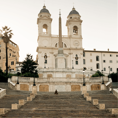 Admire the architecture of the Spanish Steps, again just a three-minute walk from your apartment
