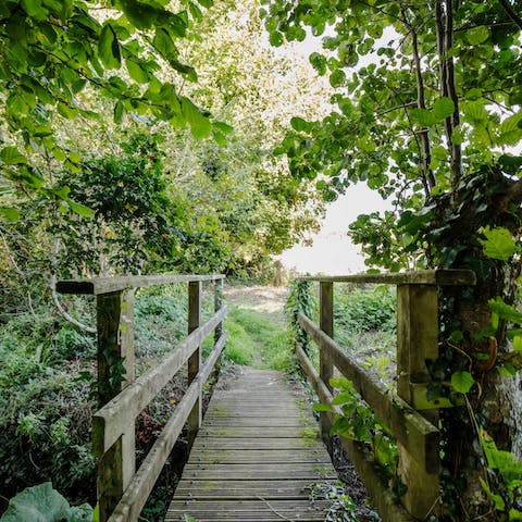 Go on a lush countryside walk around the gorgeous trails on site