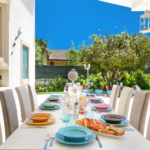 Enjoy the Italian country air as you dine alfresco on the outside patio