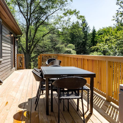 Sip coffee on the porch as birdsong carries in the air