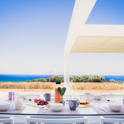 Dine with perfect, uninterrupted views of the Cretan sea
