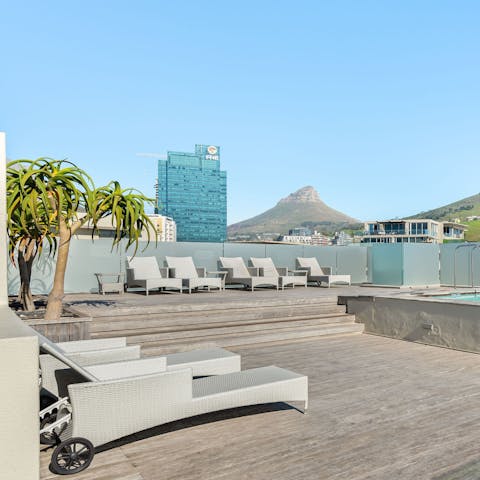 Soak up the sun and the wonderful mountain views from the rooftop terrace