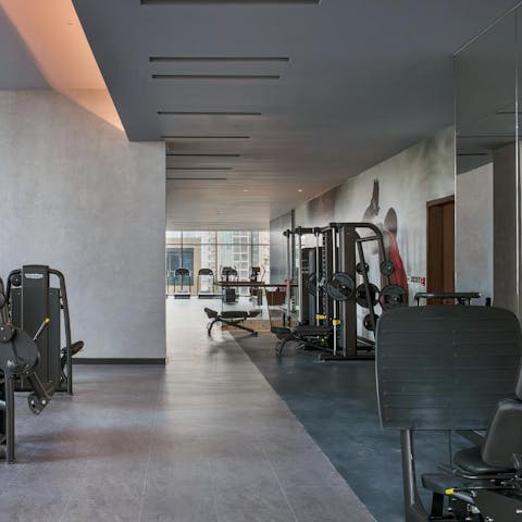 Work up a sweat in the building's on-site fitness centre