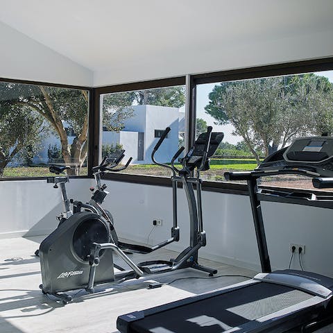 Work up a sweat in the private gym, complete with the latest fitness equipment