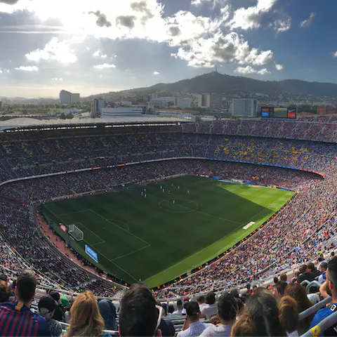 Stay near Barcelona's Camp Nou, the largest football stadium in Europe