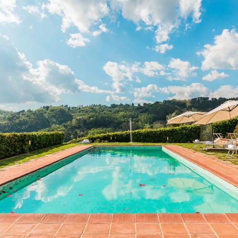 Spend glorious afternoons floating about in the private pool