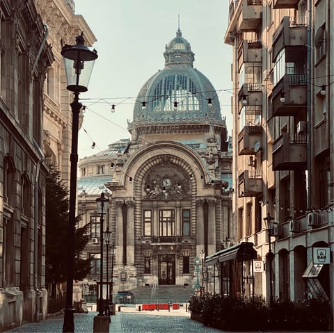 Admire the CEC Palace, a ten-minute walk from your building
