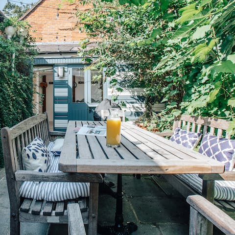 Enjoy leisurely lunches out in the suntrap courtyard