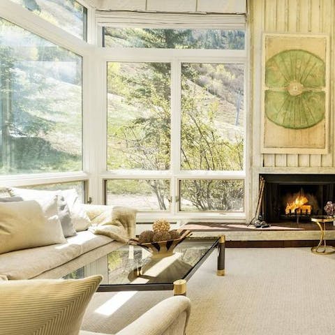 Look out at magical mountainside views from your living room