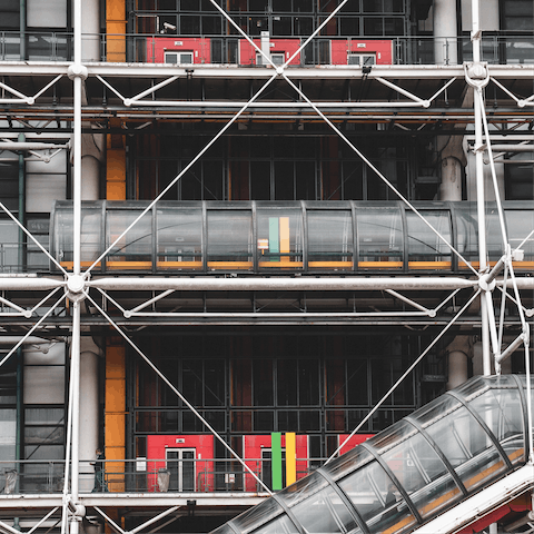 Marvel at the architecture of the Centre Pompidou, a fifteen-minute walk from home