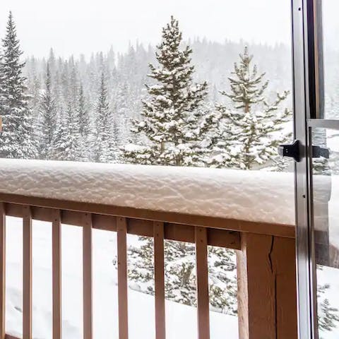 Take in the snowy scene from your private decking 