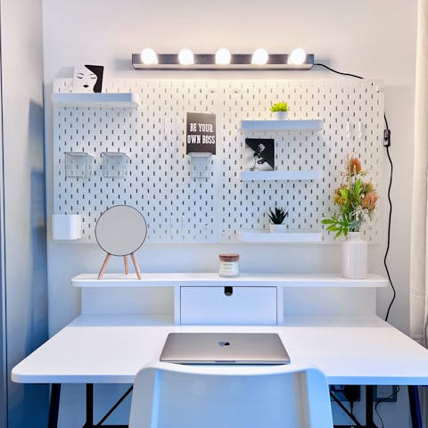 Spend mornings working from home at the dedicated workspace