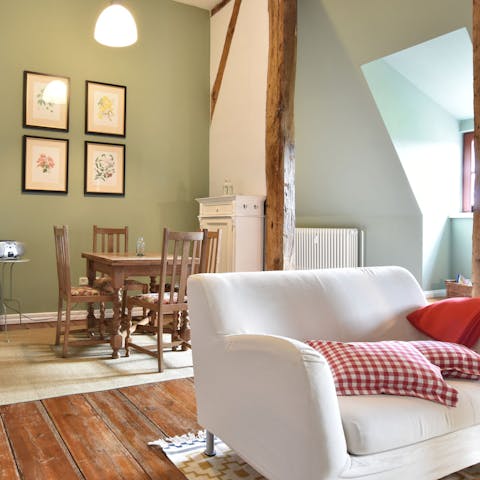 Relax in the comfy and characterful living area 