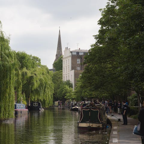 Take a morning stroll along Regent's Canal, just two minutes on foot