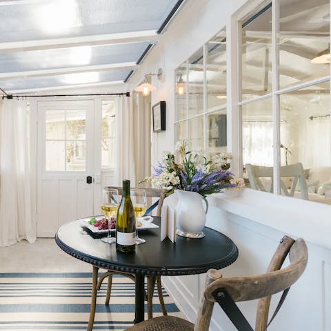 Retire to the covered porch when the night gets chilly