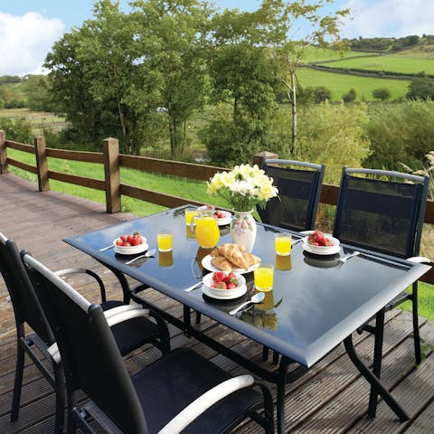 Start the day with a hearty cooked breakfast in the sunshine