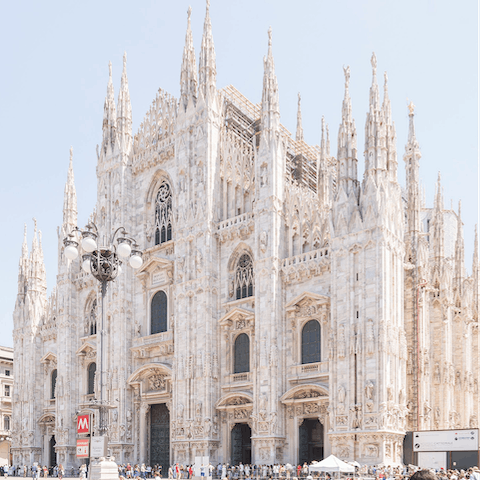 Visit the magnificent Milan Duomo, just a twelve-minute walk away