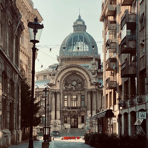 Explore Old Town Bucharest, a short stroll away